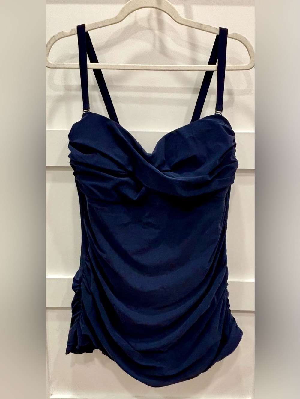 Profile By Gottex Navy Ruched One-Piece Swimsuit Classic Vacation
